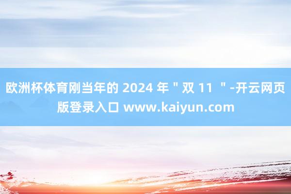 欧洲杯体育刚当年的 2024 年＂双 11 ＂-开云网页版登录入口 www.kaiyun.com