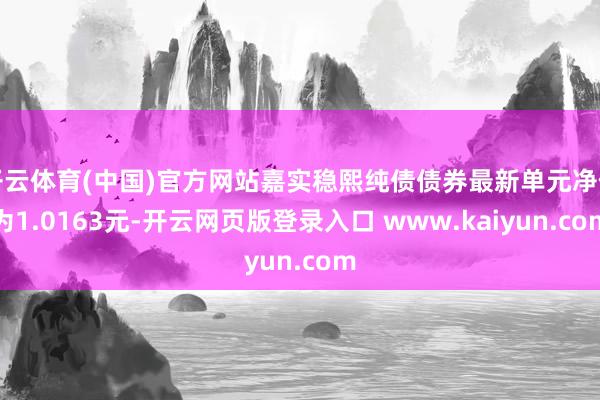 开云体育(中国)官方网站嘉实稳熙纯债债券最新单元净值为1.0163元-开云网页版登录入口 www.kaiyun.com