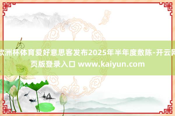欧洲杯体育爱好意思客发布2025年半年度敷陈-开云网页版登录入口 www.kaiyun.com