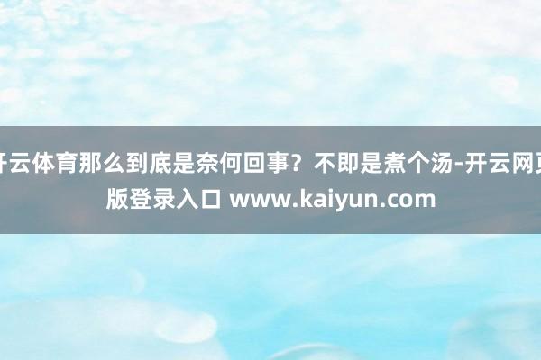 开云体育那么到底是奈何回事？不即是煮个汤-开云网页版登录入口 www.kaiyun.com