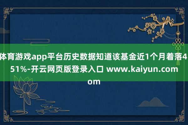体育游戏app平台历史数据知道该基金近1个月着落4.51%-开云网页版登录入口 www.kaiyun.com