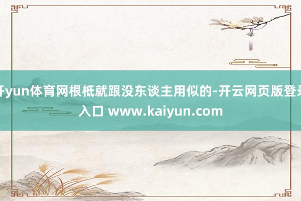 开yun体育网根柢就跟没东谈主用似的-开云网页版登录入口 www.kaiyun.com