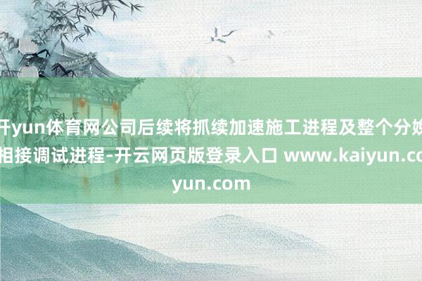 开yun体育网公司后续将抓续加速施工进程及整个分娩线相接调试进程-开云网页版登录入口 www.kaiyun.com